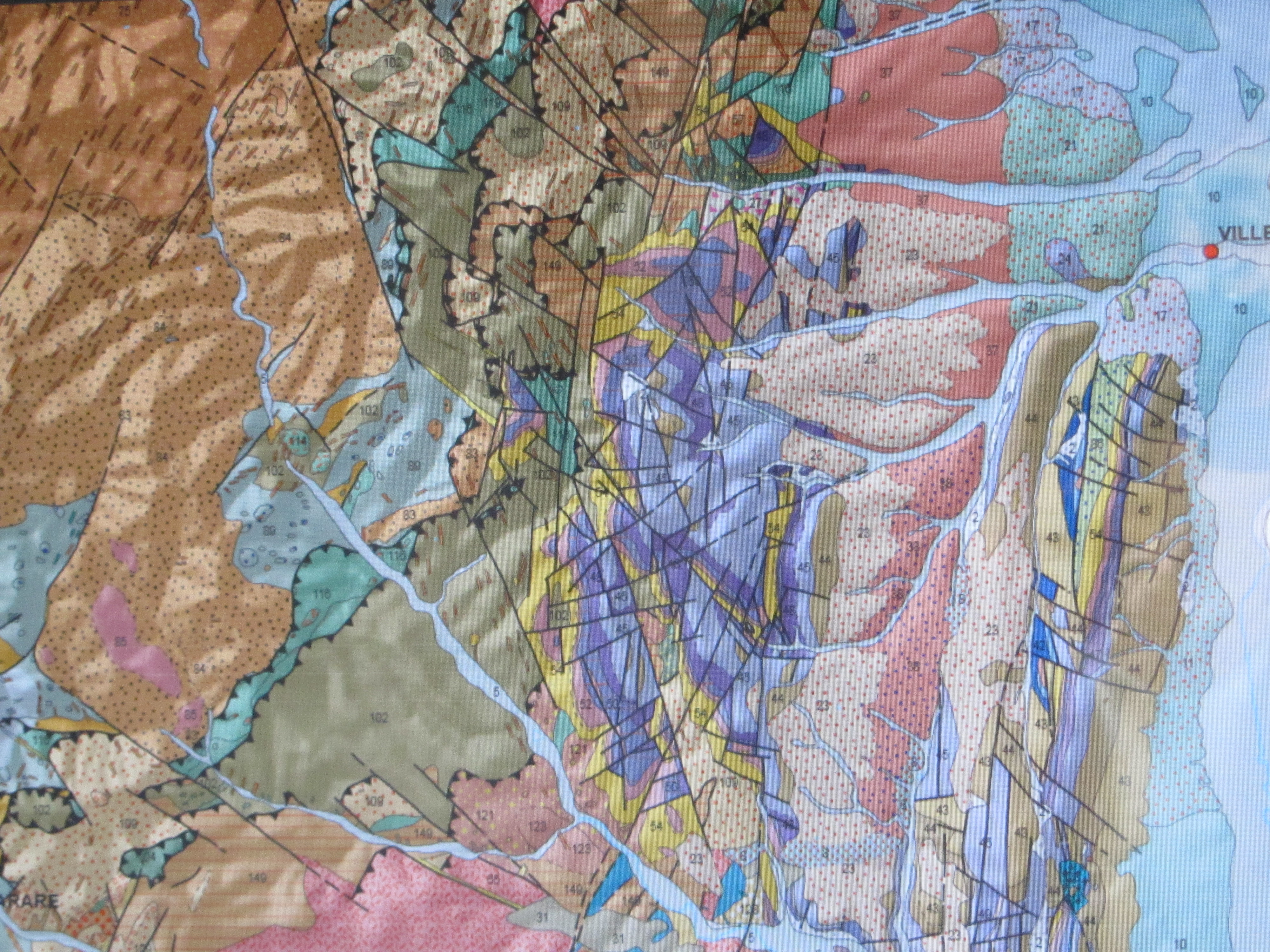 Carte géologique de la région du Bois-d'Oingt -BRGM